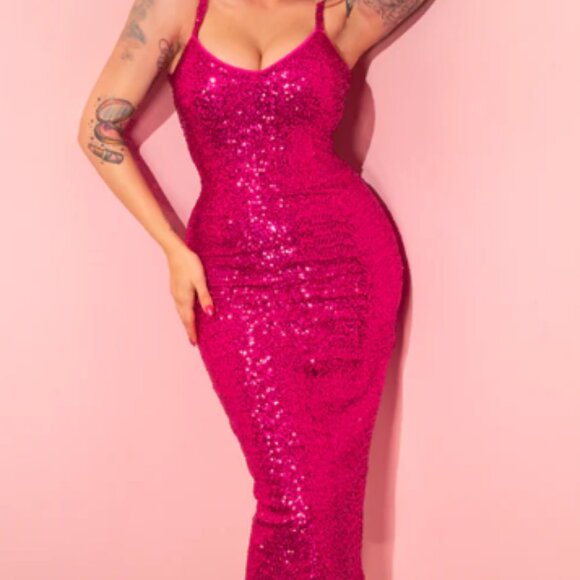 Vixen by Micheline Pitt Dresses & Skirts - Micheline Pitt Vixen NWT XL Glitz and Glam Hot Pink
